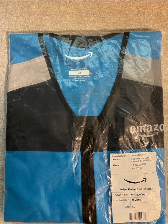 Amazon Other - Amazon Men’s or woman Blue & Black Safety Vest with Reflective Gray Stripes, XL